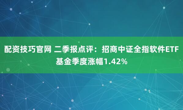 配资技巧官网 二季报点评：招商中证全指软件ETF基金季度涨幅1.42%